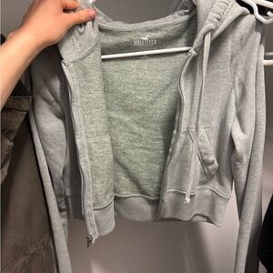 Hollister Women's Gray Zip-Up Hoodie